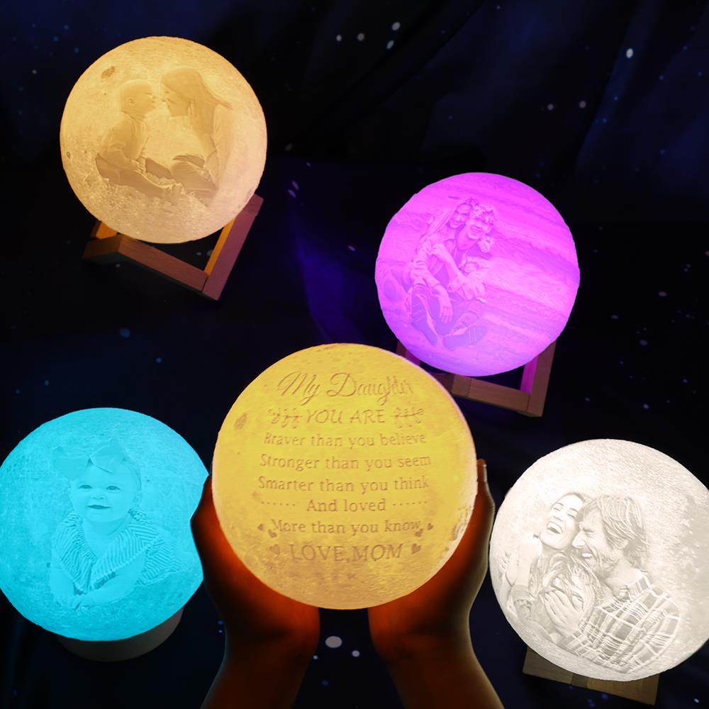 Gift for Mom Photo Moon Lamp Personalized 3D Printed Picture Light Moon Painting Light Gifts for Mom