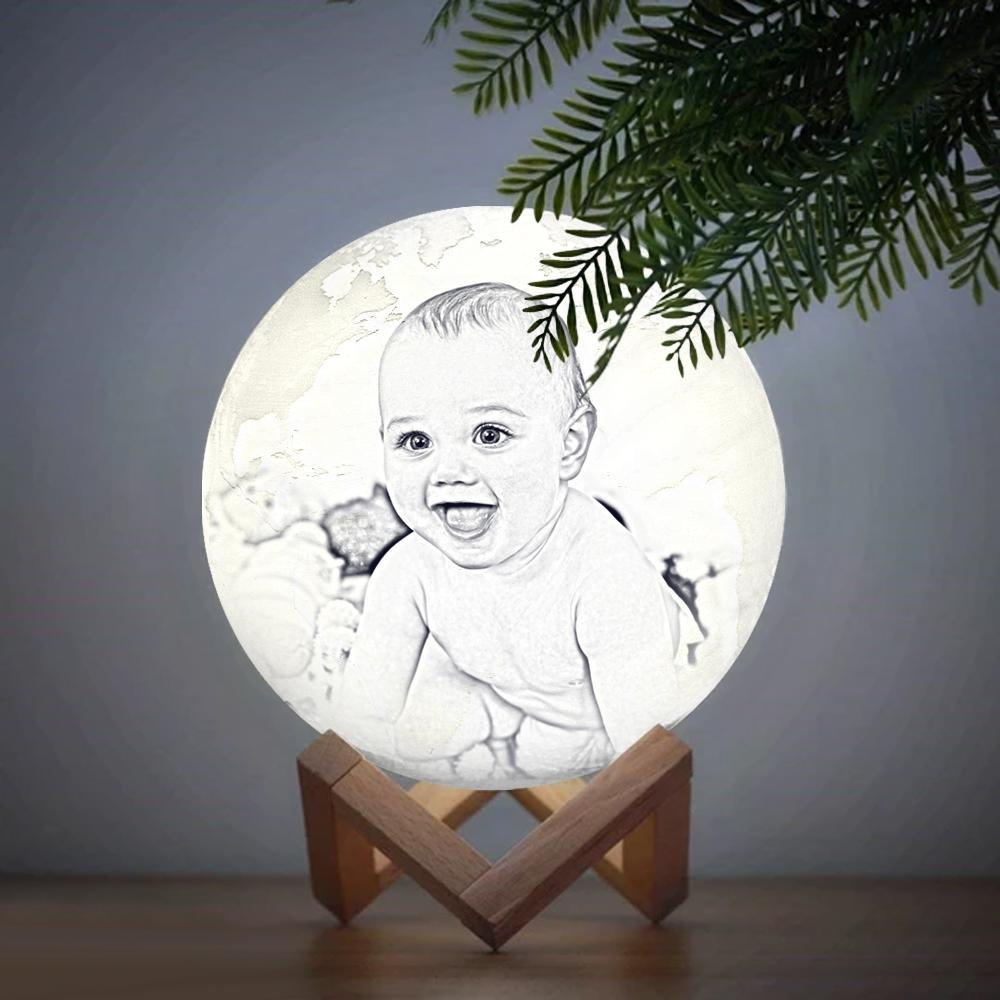 Magic Lunar Customized Earth Lamp With Text, Engraved Photo Lamp For Baby - Touch Two Colors (10-15cm)