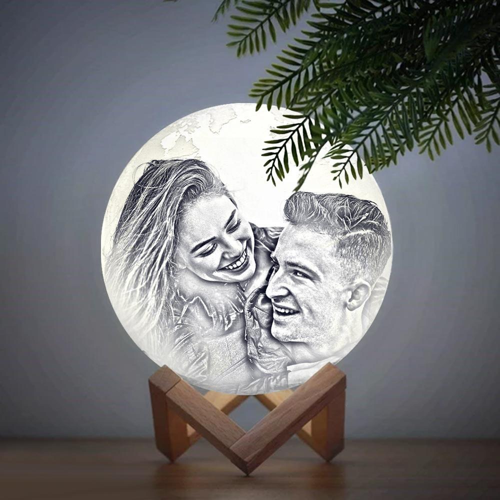 Magic Lunar Customized Earth Lamp With Text, Engraved Photo Lamp For Lover - Touch Two Colors (10-15cm)