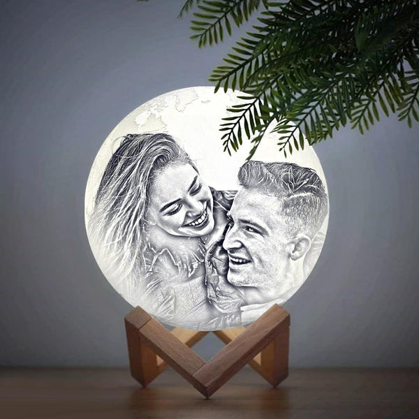 Magic Lunar Customized Earth Lamp With Text, Engraved Photo Lamp For Lover - Touch Two Colors (10-15cm) - mysiliconefoodbag