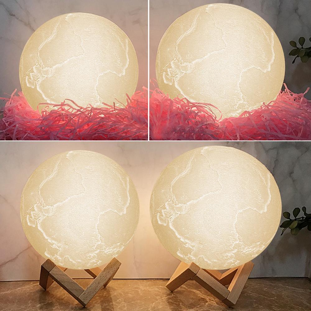 Two Colors Magic Lunar Customized Earth Lamp With Text, Engraved Photo Lamp (10-15cm)