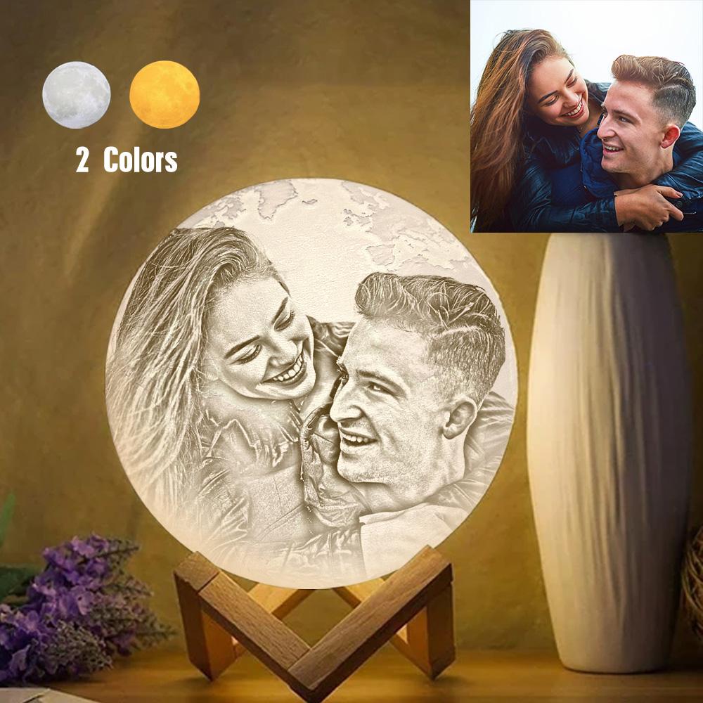 Magic Lunar Customized Earth Lamp With Text, Engraved Photo Lamp For Lover - Touch Two Colors (10-15cm)