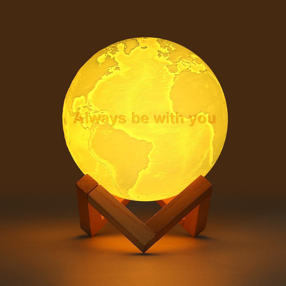 Magic Lunar Customized Earth Lamp With Text, Engraved Photo Lamp For Friend - Touch Two Colors (10-15cm)