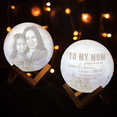 Mother's Day Gifts Custom 3D Printing Photo Moon Lamp Magic Lunar With Photo & Text - Touch Two/Three Colors(10cm-15cm) - mysiliconefoodbag