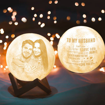 Father's Day Gifts Customised Moon Lamp with Touch Control To My Hunsband Anniversary Gift For Him - mysiliconefoodbag