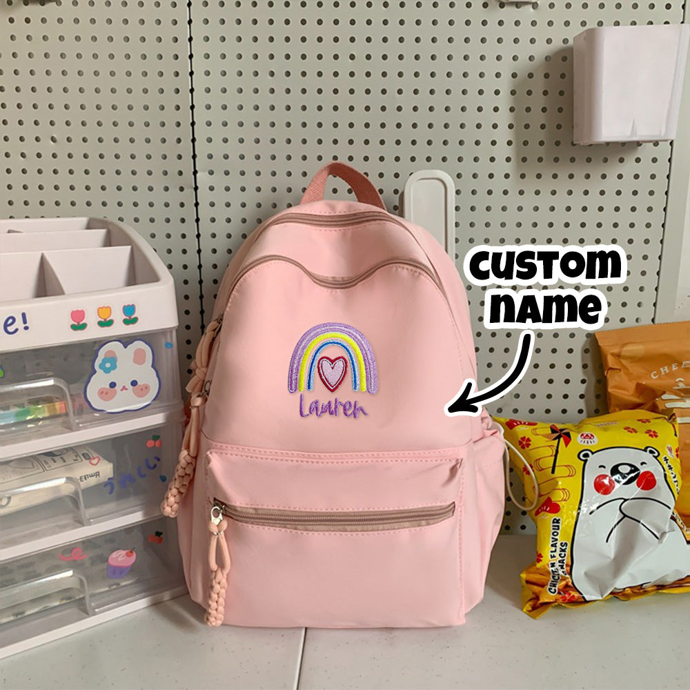 Personalized Embroidered Name Rainbow Backpack School Bag Back to School Gifts