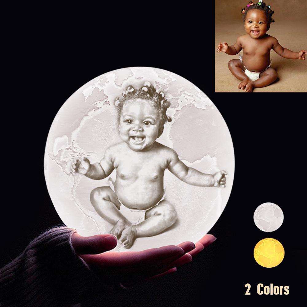 Custom 3D Printing Photo Earth Lamp With Your Text - For Baby - Touch Two Colors(10cm-15cm)