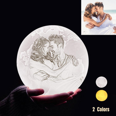 Custom 3D Printing Photo Earth Lamp With Your Text - For Valentine - Touch Two Colors(10cm-15cm) - mysiliconefoodbag