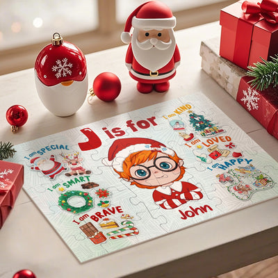 Personalized Christmas Jigsaw Puzzle for Kids - Custom Puzzle Gift with Name