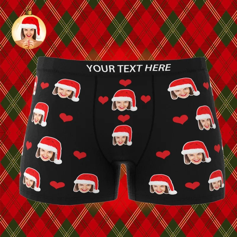 Custom Face Boxers for Men Boyfriend, Heart Boxer Briefs, Wedding Gift & Valentine's Gift