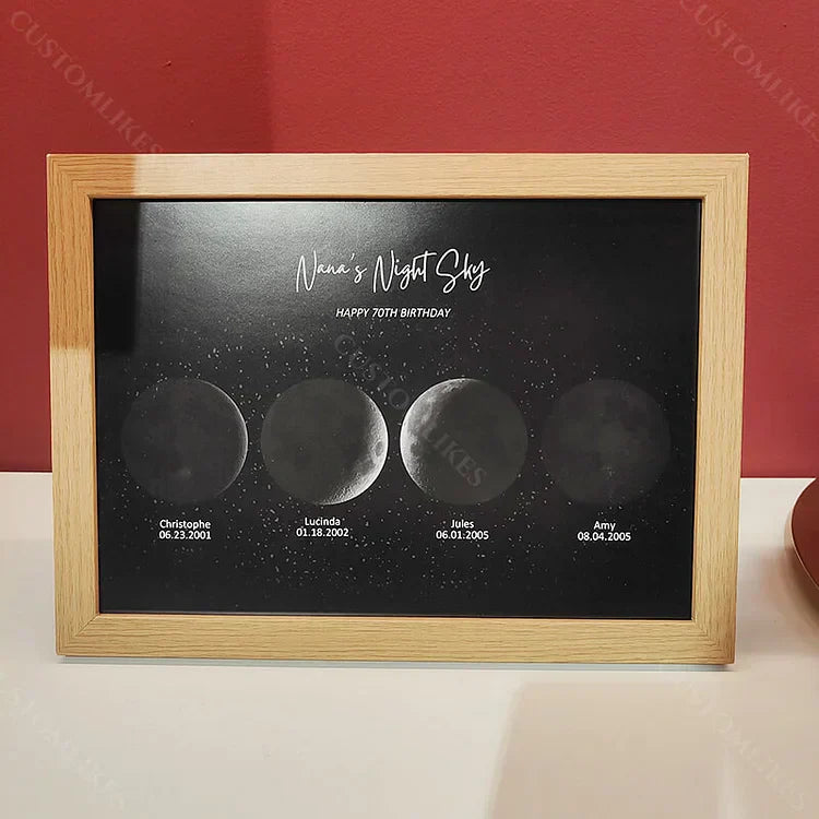 Mother's Day gifts Personalized Moon Phase Wood Sign Family Moon Phase Wood Frame