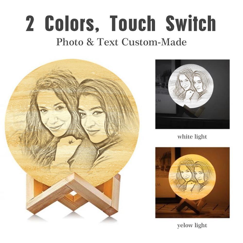 Custom 3D Printing Photo Jupiter Lamp With Your Text - For Friends - Touch Two Colors(10cm-15cm)