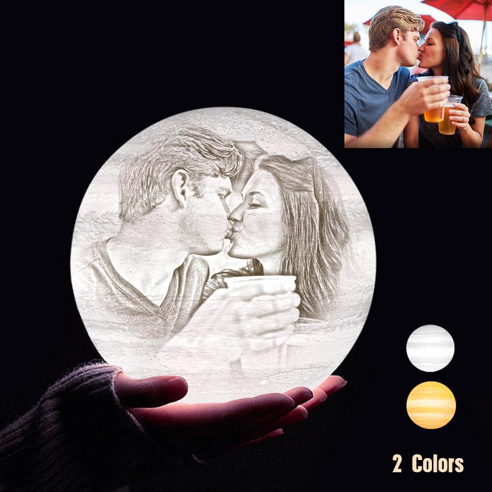 Custom 3D Printing Photo Jupiter Lamp With Your Text - For Valentine - Touch Two Colors(10cm-15cm)