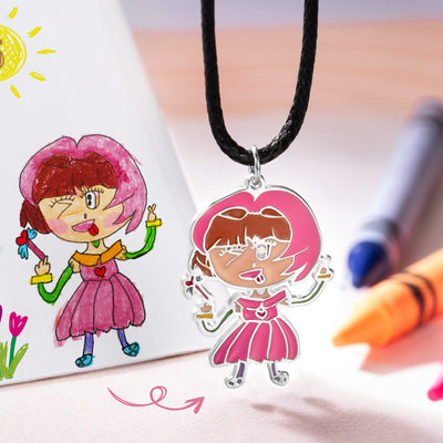 Turn Drawings into Necklace for Kids Children Artwork Necklace, Kid Art Gift