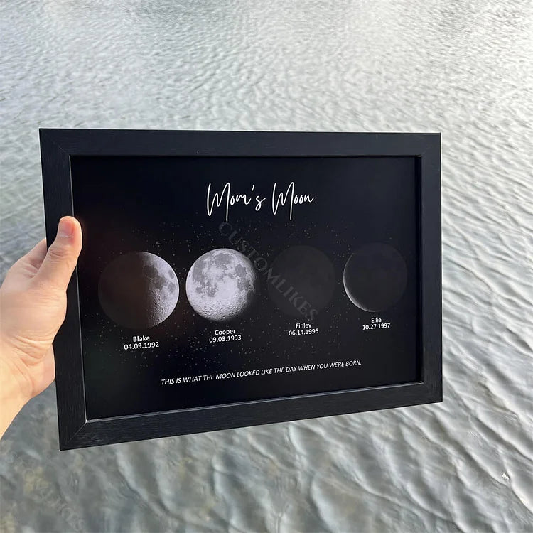 Birthday Gifts Personalized Family Moon Phase Wood Frame