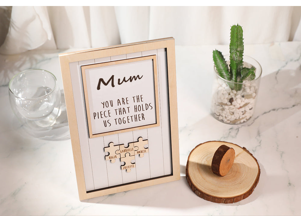 Custom Mom Puzzle Table Frame Wooden Engraved Decor Personalised Gift for Mother