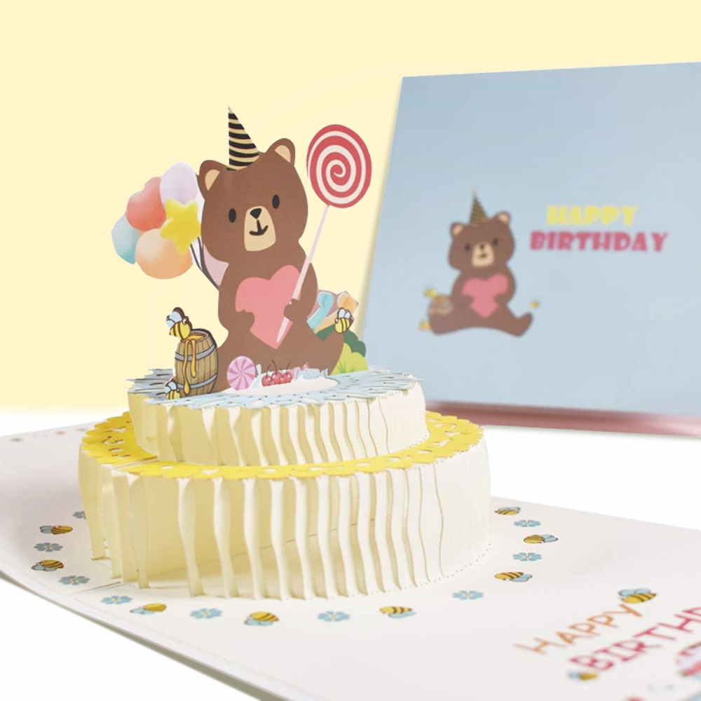 Happy Birthday 3D Pop-up Card Paper Cartoon Greeting Card