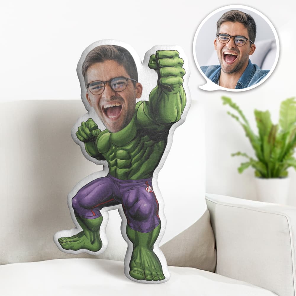 Custom Face Pillow Personalized Photo Pillow Hulk MiniMe Pillow Gifts for Him