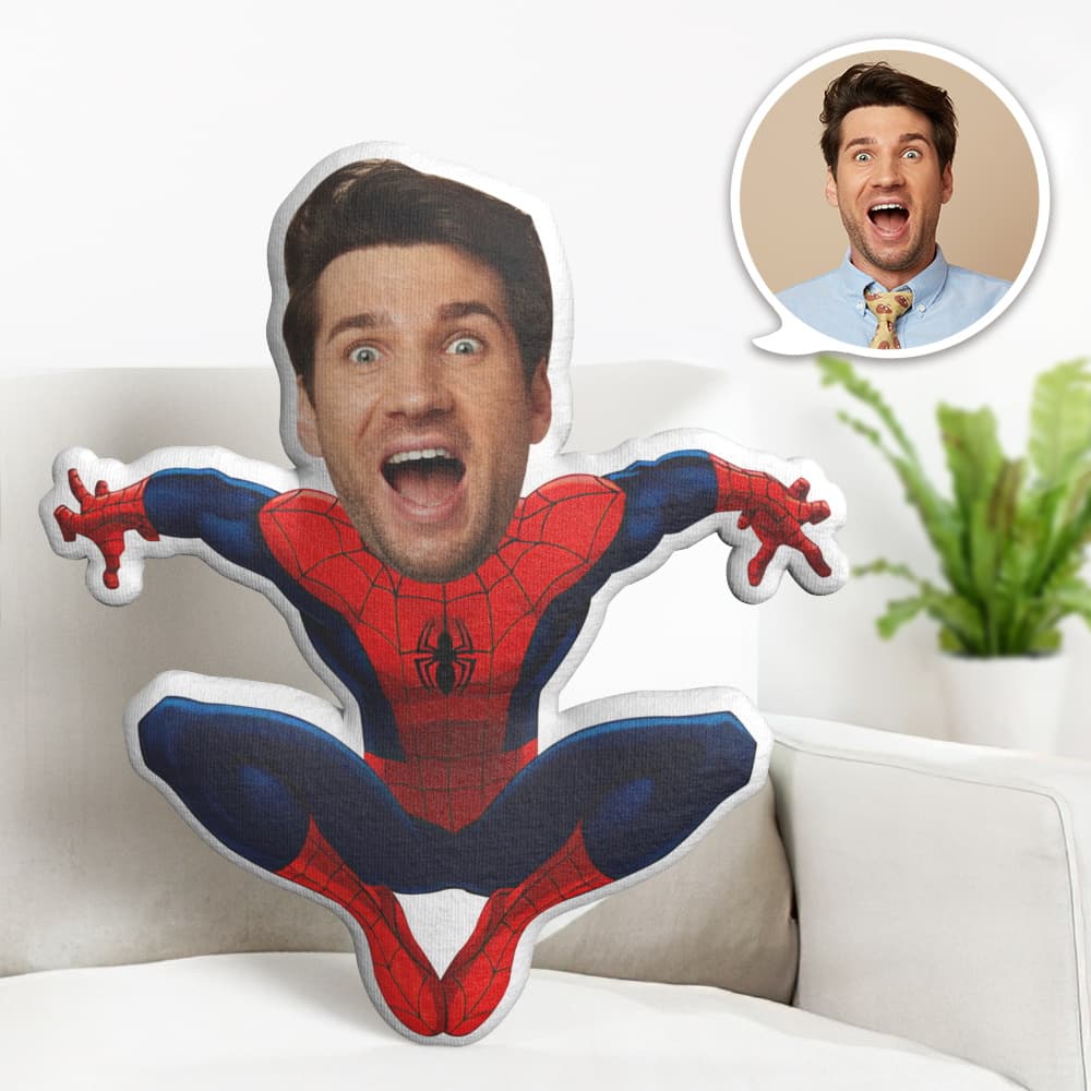 Custom Face Pillow Personalized Photo Pillow Squatting Spiderman MiniMe Pillow