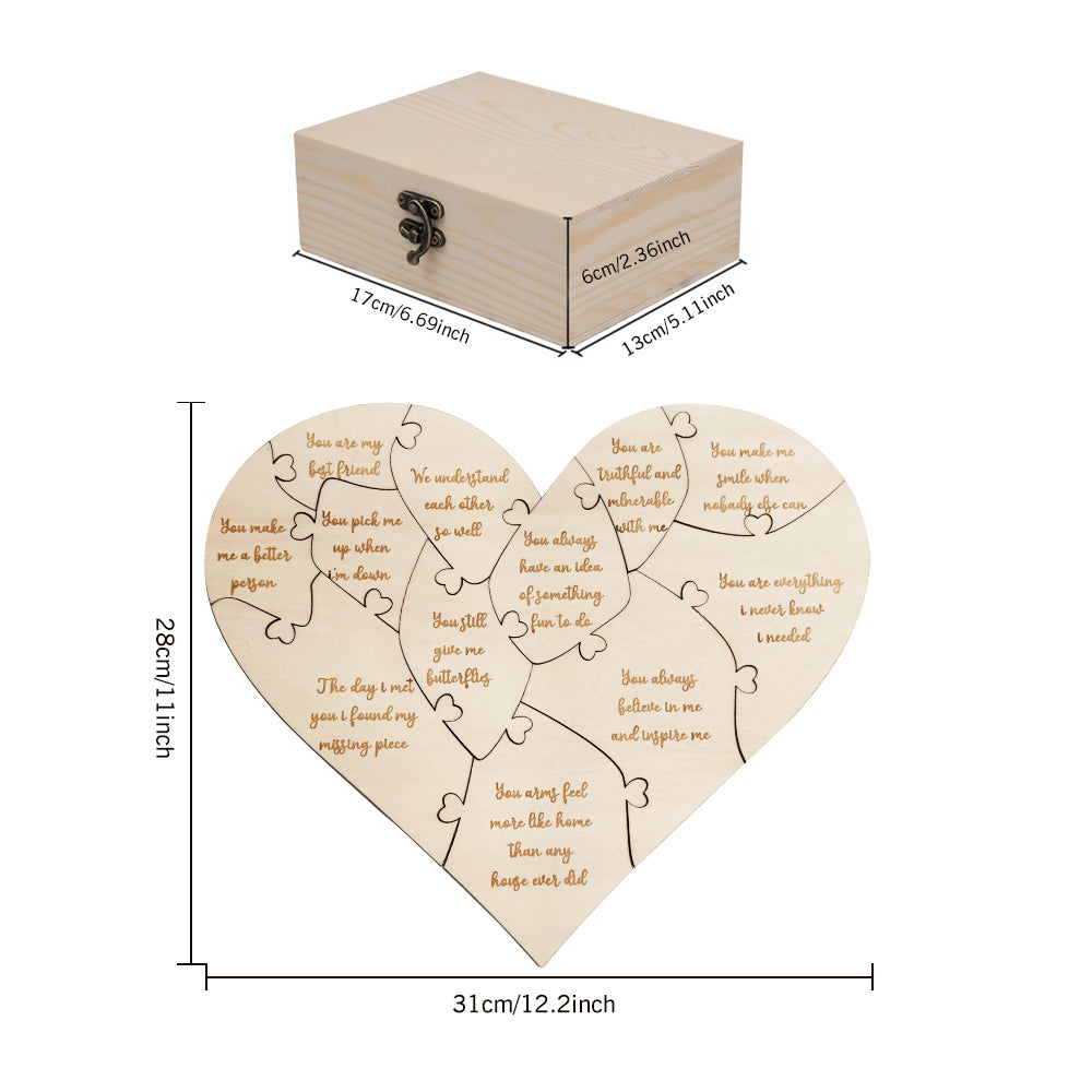 Personalised Wooden Puzzle with Box Reasons Why I Love You Unique Gift for Lover