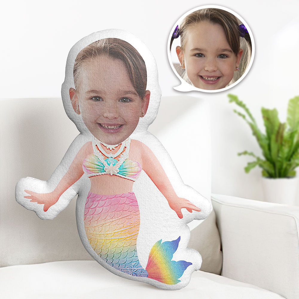 Custom Mermaid MiniMe Pillow Face Pillow Personalized Mermaid Pillow Custom Pillow Picture Pillow Doll