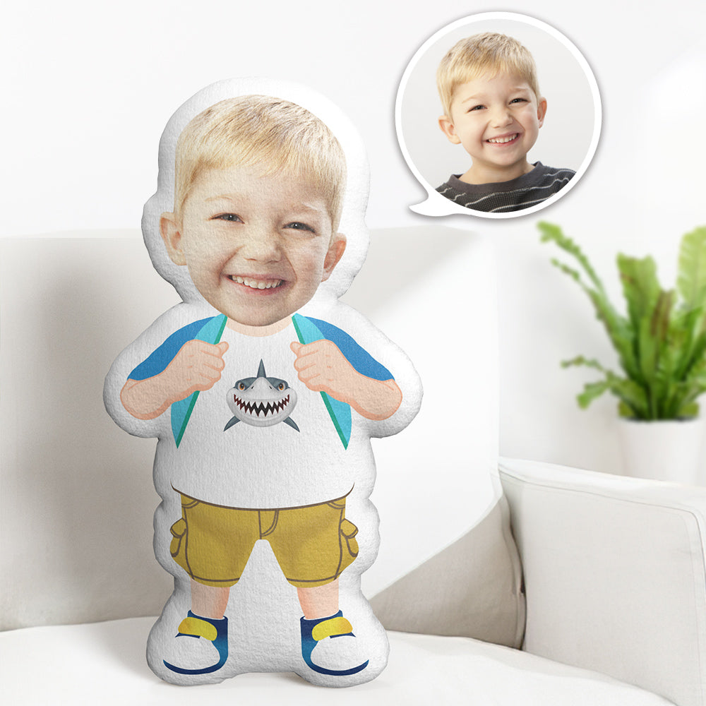 Custom Face Pillow Shark Short Sleeve Minime Throw Pillow Custom Face Personalized Minime Doll