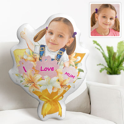 Custom Photo Face Pillow Mother's Day Flower Face Pillow I Love Mum - mysiliconefoodbag