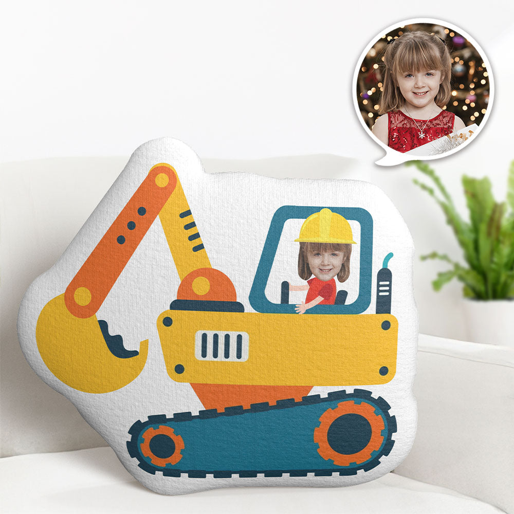 Personalized Face Pillow Excavator Driver Custom Photo Doll MiniMe Pillow Gifts for Kids