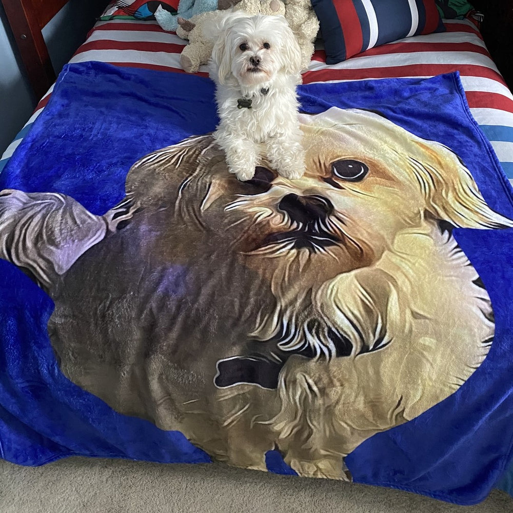 Custom Dog Blankets Personalized Pet Photo Blankets Painted Art Portrait Fleece Blanket Best Gift 2021 Pet Portrait Blanket Black Dog