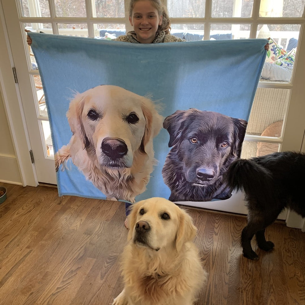 Custom Dog Blankets Personalized Pet Photo Blankets Painted Art Portrait Fleece Blanket Best Gift 2021 He Walked Away