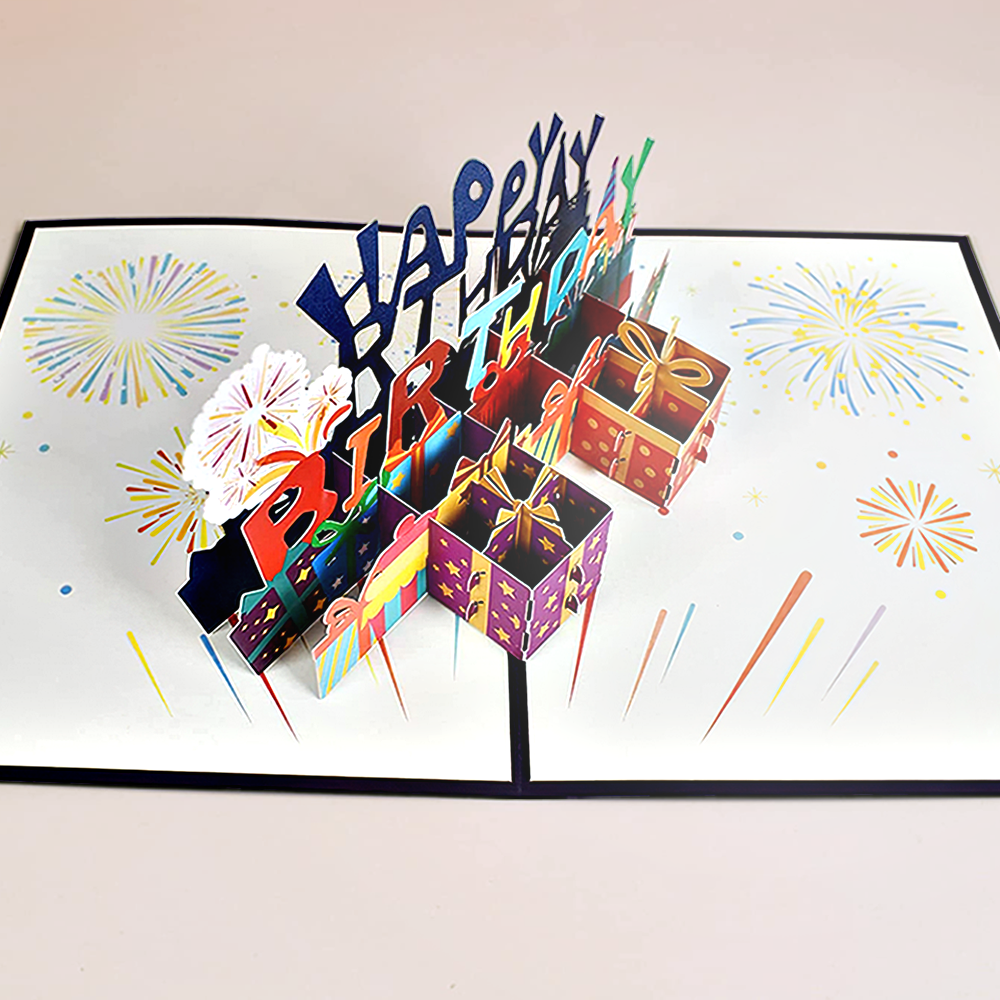 Happy Birthday 3D Pop-up Card Paper Cartoon Greeting Card