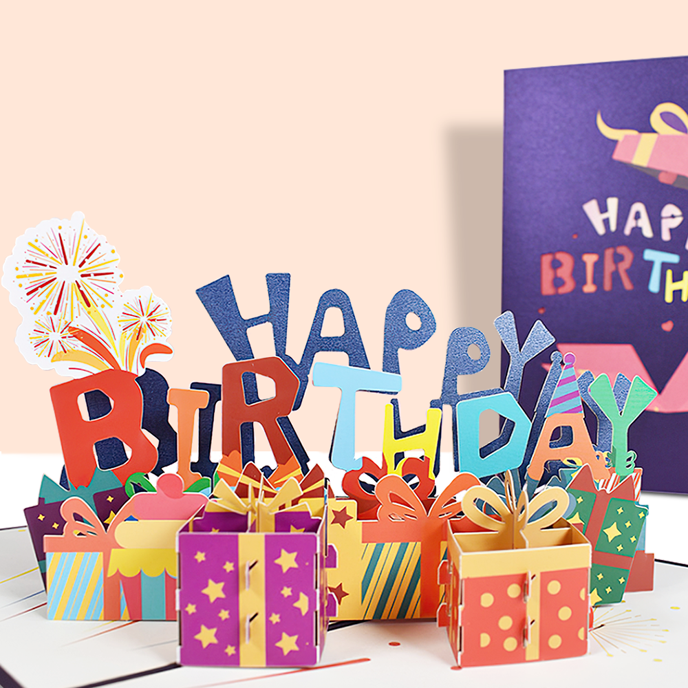 Happy Birthday 3D Pop-up Card Paper Cartoon Greeting Card