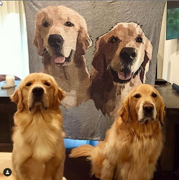 Custom Dog Blankets Personalized Pet Photo Blankets Painted Art Portrait Fleece Blanket Best Gift 2021 Twin Dogs