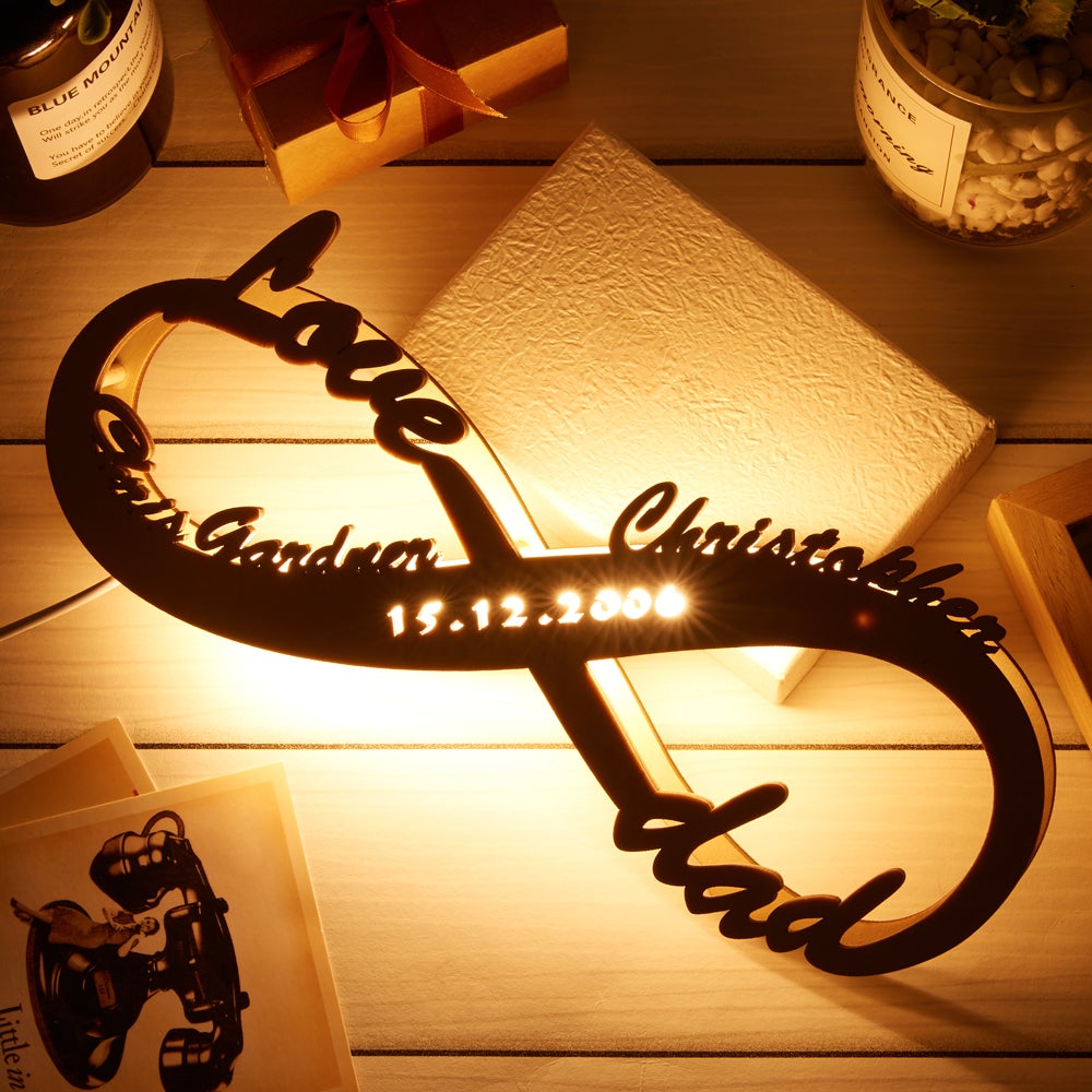 Personalized Couple Name Wooden Night Lamp Custom Lamp Engraved Wood Nightlight Gift for Lover Gift For Mom
