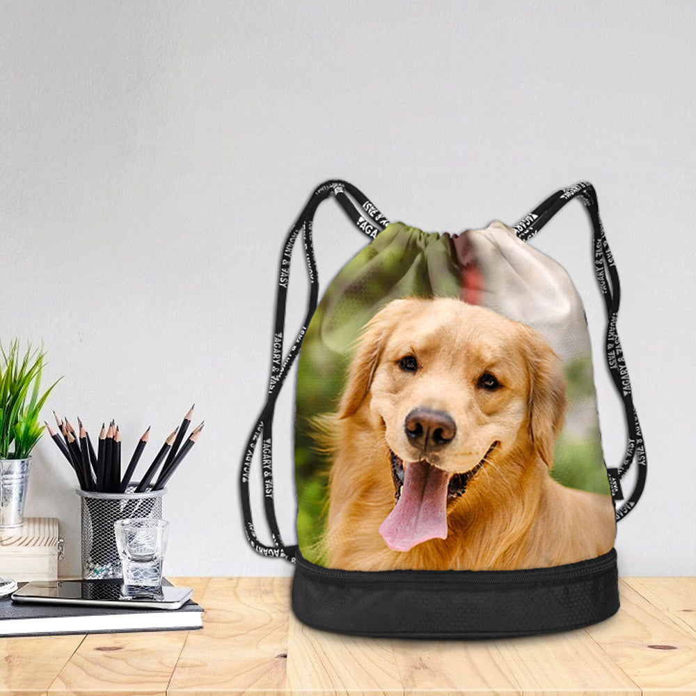 Back to School Gifts Bundle Photo Backpack Pet Bag For Supplies Custom Photo On Drawstring Sportpack