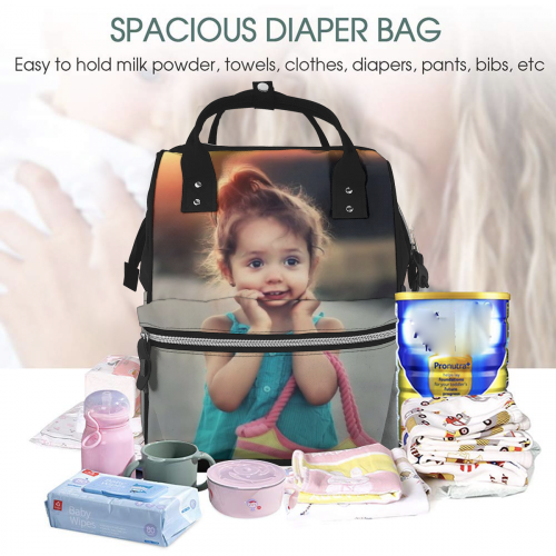 Personalized Photo Mommy Backpack Custom Diaper Bag Multifunctional Bag