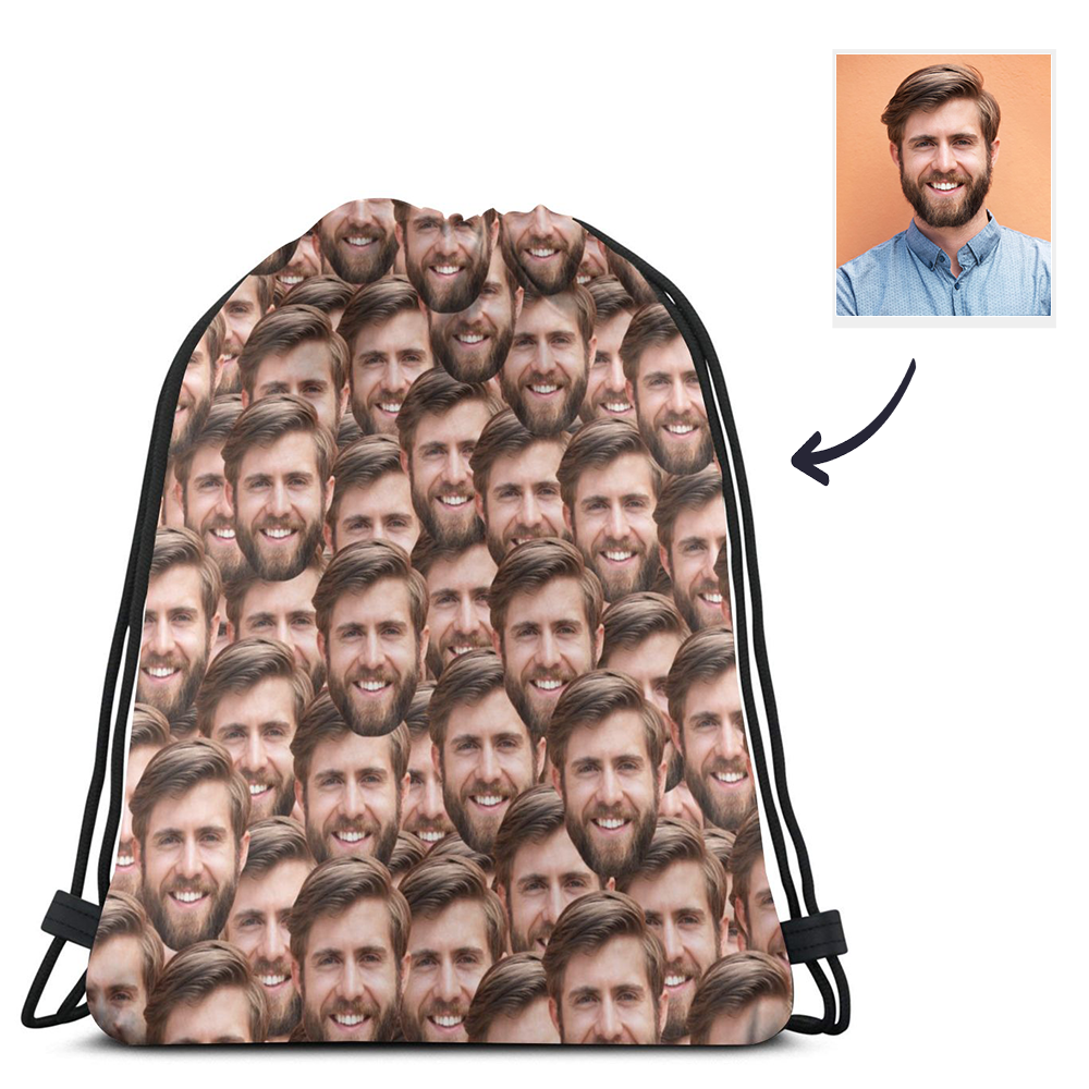 Back To School Gifts Personalized Drawstring Bags Custom Face Drawstring Sportpack - Mash Face
