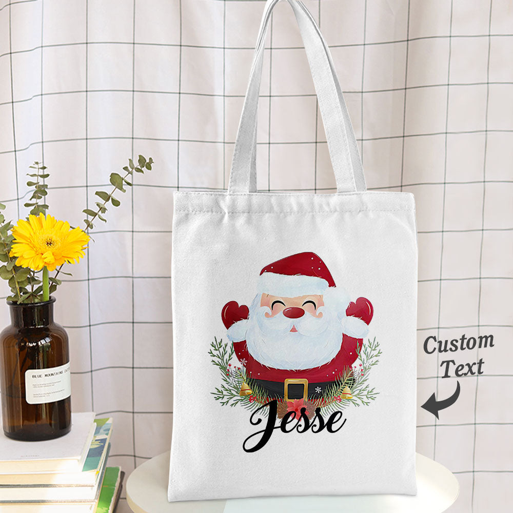 Custom Name Christmas Tote Bag, Christmas Deer Kids Gift Bag, Christmas Present Tote Bag, Christmas Family Gift Tote Bag, Holiday Gift Totes