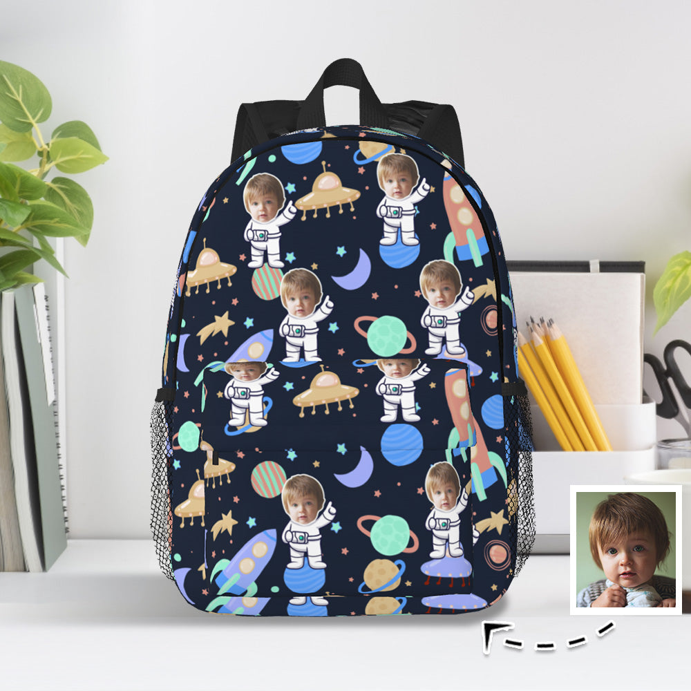 Custom Face Backpack Personalised Space School Bag for Kids