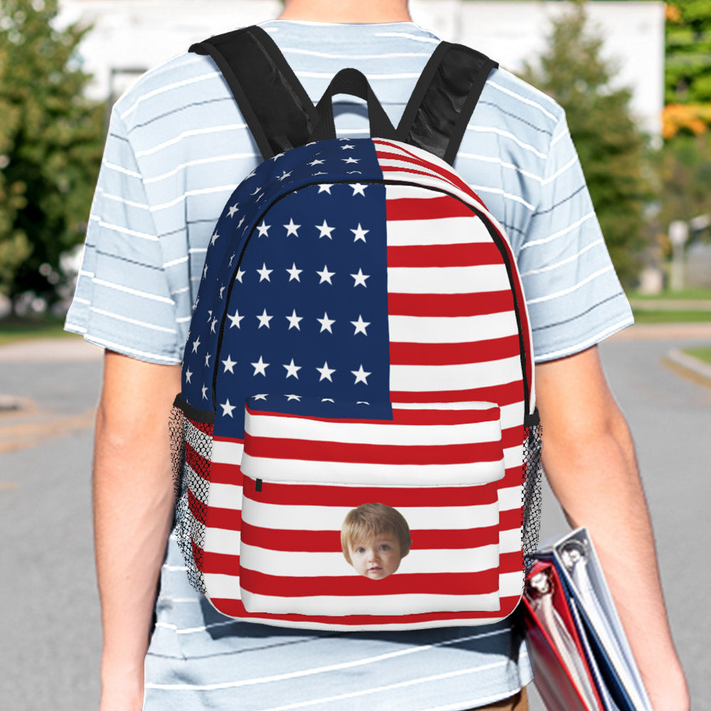 Custom Face Backpack Personalised Flag School Bag