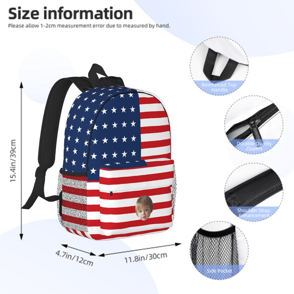 Custom Face Backpack Personalised Flag School Bag