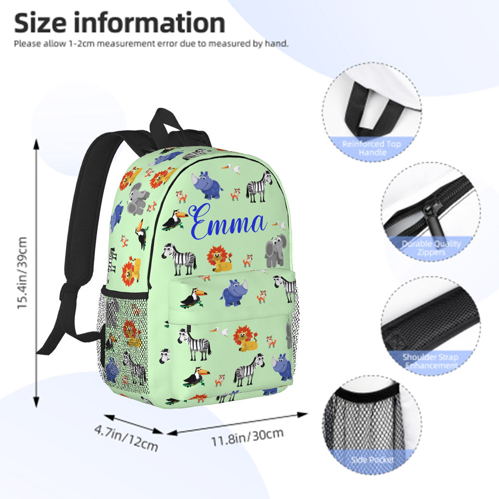 Custom Name Backpack Personalised Animal School Bag