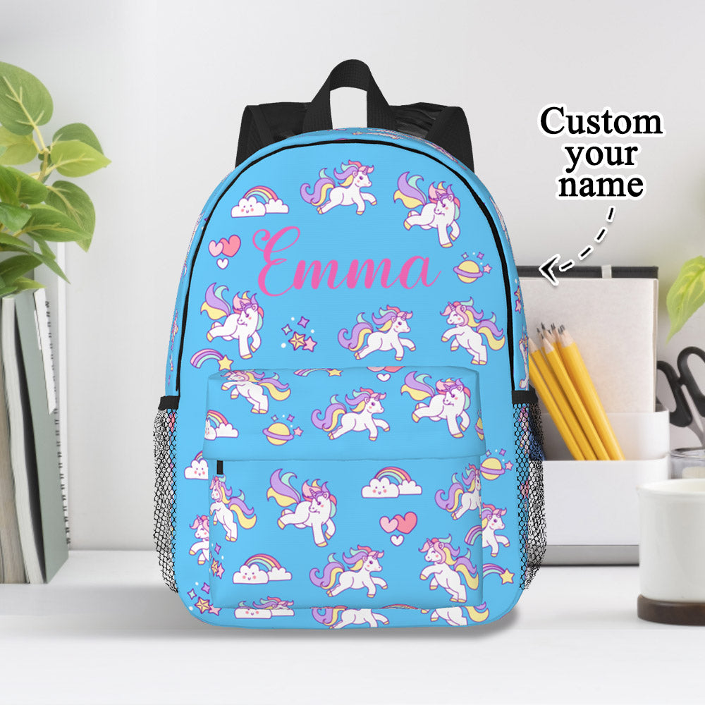 Custom Name Backpack Personalised Unicorn School Bag