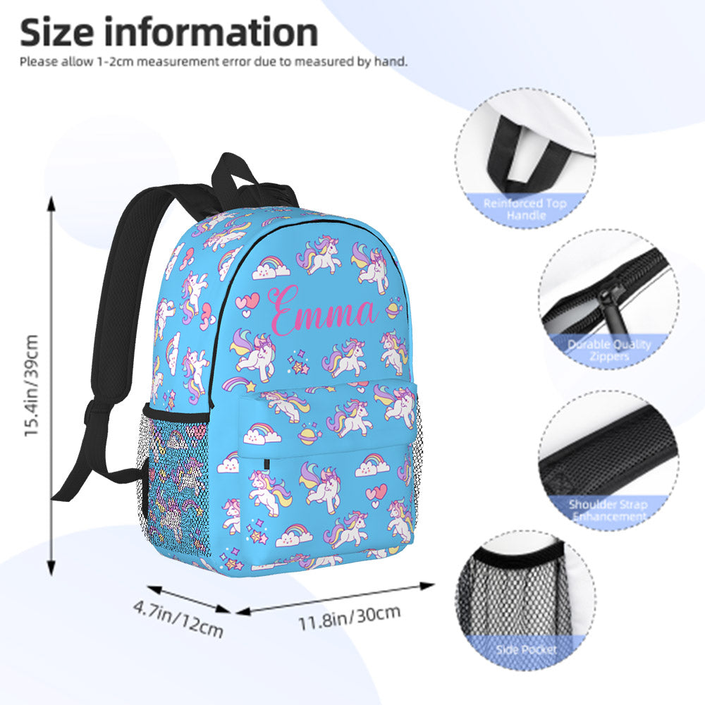 Custom Name Backpack Personalised Unicorn School Bag