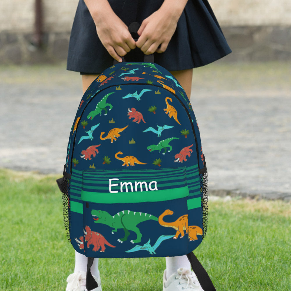 Custom Name Backpack Personalised  Dinosaur School Bag