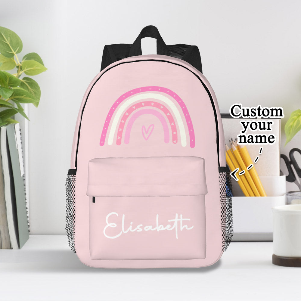 Custom Name Backpack Personalised Rainbow Design School Bag