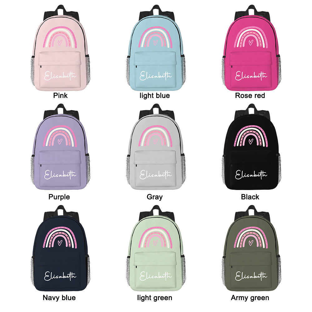 Custom Name Backpack Personalised Rainbow Design School Bag