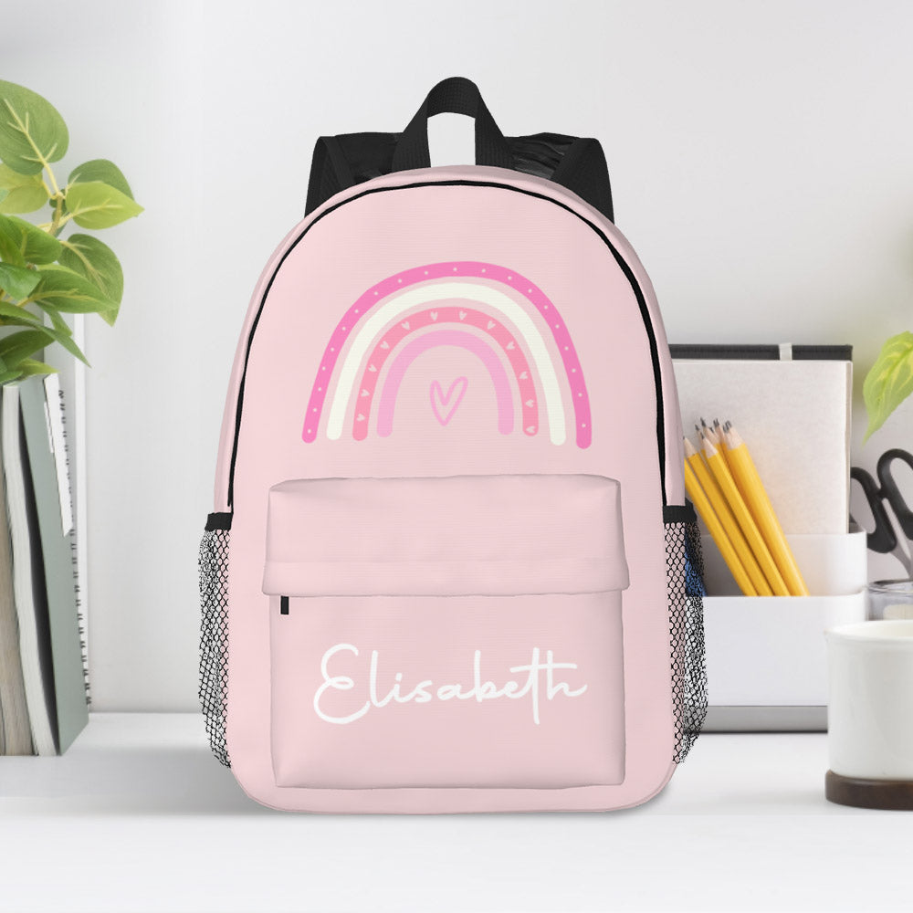 Custom Name Backpack Personalised Rainbow Design School Bag