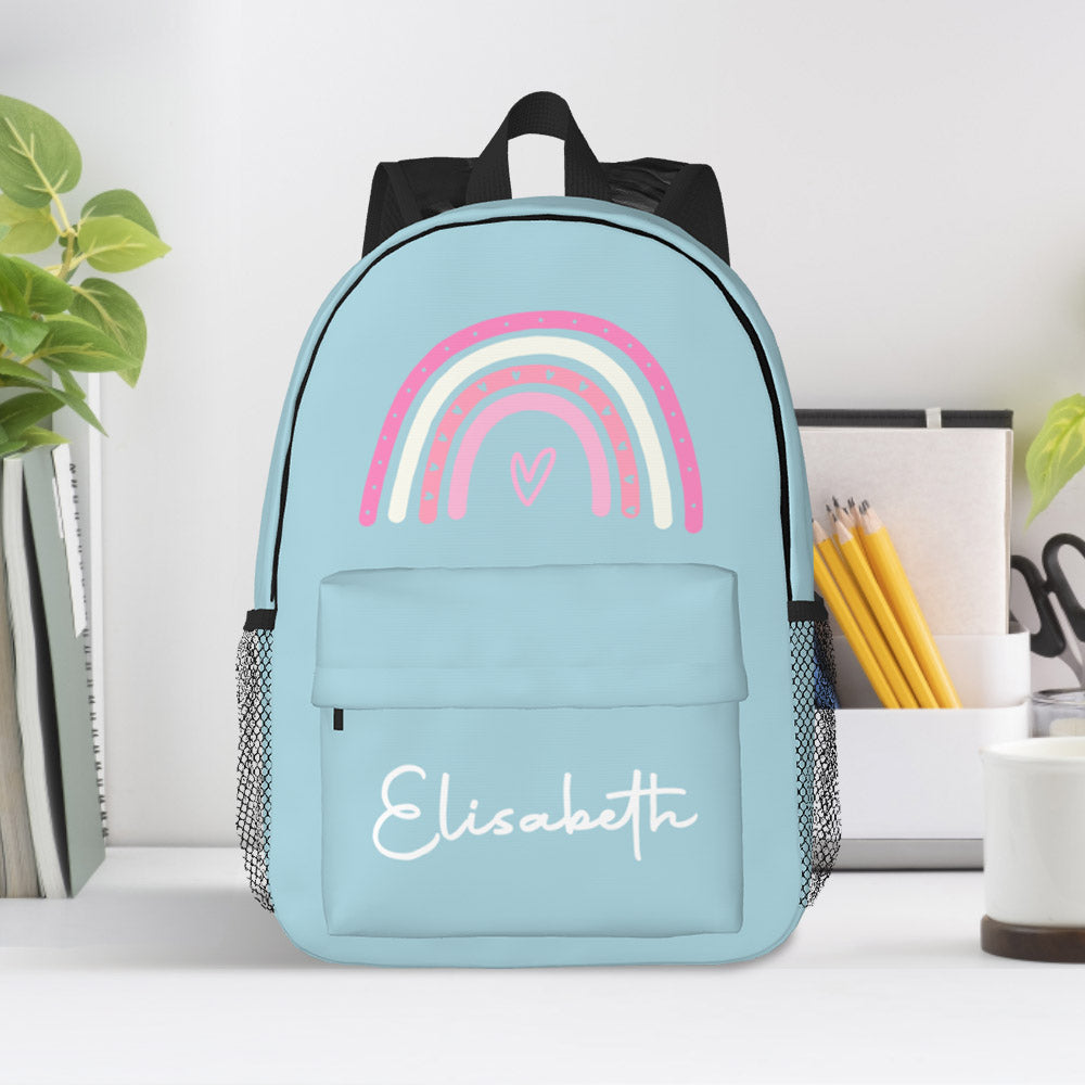 Custom Name Backpack Personalised Rainbow Design School Bag