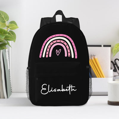 Custom Name Backpack Personalised Rainbow Design School Bag - mysiliconefoodbag